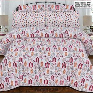 Salonika Cotton King Size Bedsheet Set with Pillow Covers – Printed Design Light Pink