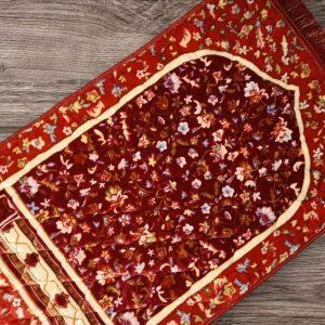 Premium Quilted Janamaz | Orthopedic Foam Muslim Prayer Mat – 70x110cm Red Flowers