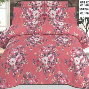 Salonika Cotton King Size Bedsheet Set with Pillow Covers – Printed Design Pink Panther